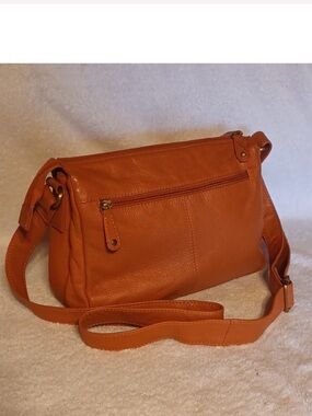 American Leather bag in Burnt Orange Brass Hardware versatile and unisex design
